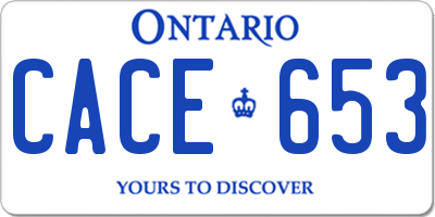 ON license plate CACE653