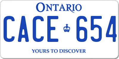 ON license plate CACE654