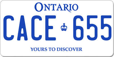 ON license plate CACE655