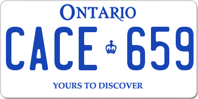 ON license plate CACE659