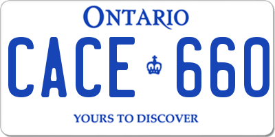 ON license plate CACE660