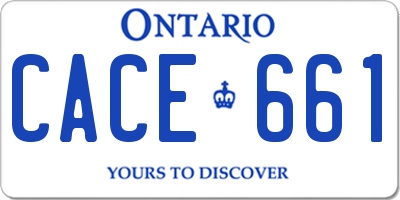 ON license plate CACE661