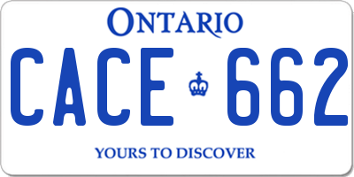 ON license plate CACE662