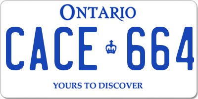 ON license plate CACE664