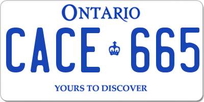 ON license plate CACE665