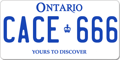 ON license plate CACE666