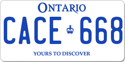 ON license plate CACE668