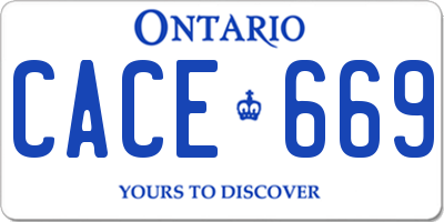 ON license plate CACE669