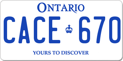 ON license plate CACE670