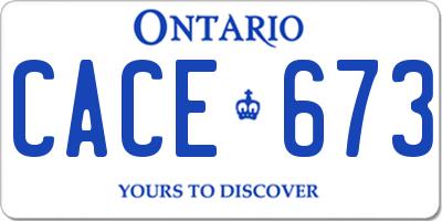 ON license plate CACE673