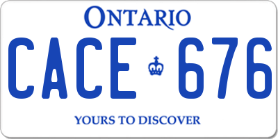 ON license plate CACE676