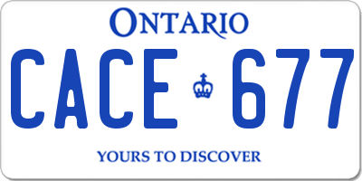 ON license plate CACE677