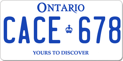 ON license plate CACE678