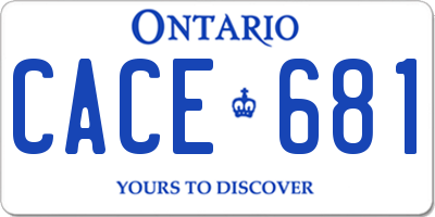 ON license plate CACE681