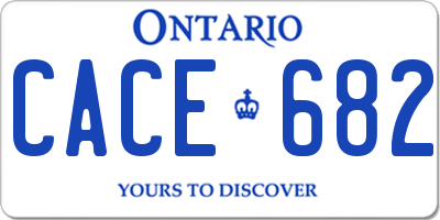 ON license plate CACE682