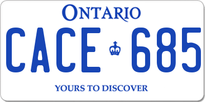 ON license plate CACE685