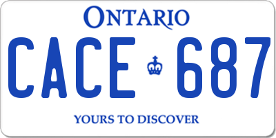 ON license plate CACE687