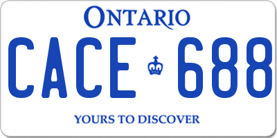 ON license plate CACE688