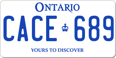 ON license plate CACE689