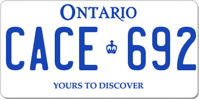 ON license plate CACE692