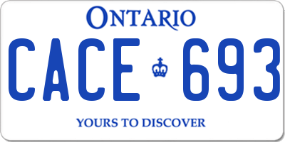 ON license plate CACE693