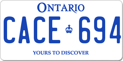 ON license plate CACE694