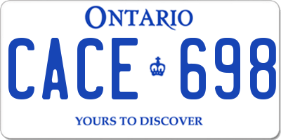 ON license plate CACE698