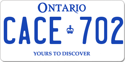 ON license plate CACE702