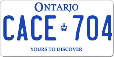 ON license plate CACE704