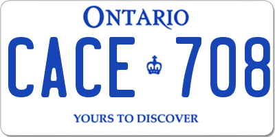 ON license plate CACE708