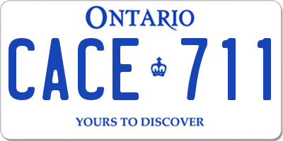 ON license plate CACE711