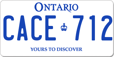 ON license plate CACE712