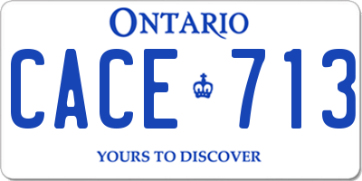 ON license plate CACE713