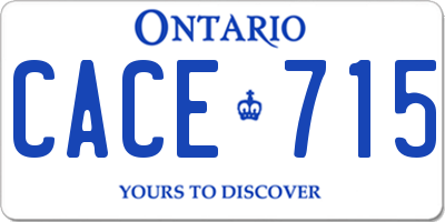 ON license plate CACE715