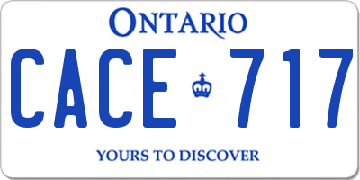 ON license plate CACE717