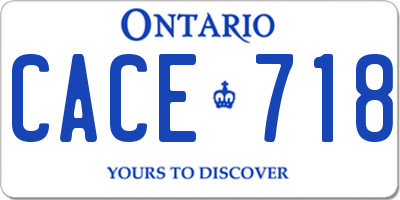 ON license plate CACE718