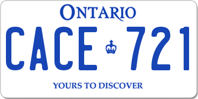 ON license plate CACE721