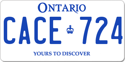 ON license plate CACE724