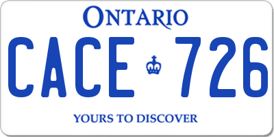 ON license plate CACE726