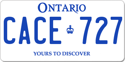 ON license plate CACE727