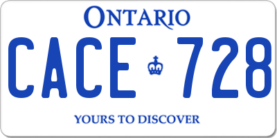 ON license plate CACE728