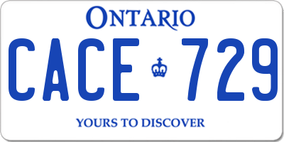 ON license plate CACE729