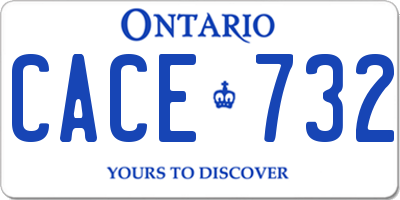 ON license plate CACE732