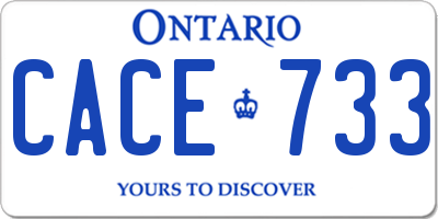 ON license plate CACE733