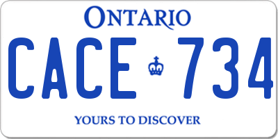 ON license plate CACE734