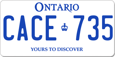 ON license plate CACE735