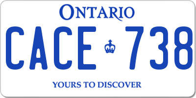 ON license plate CACE738