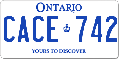 ON license plate CACE742