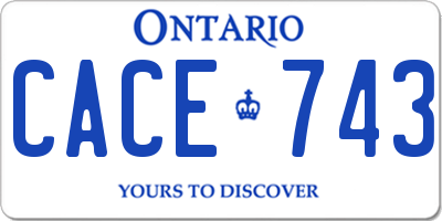 ON license plate CACE743