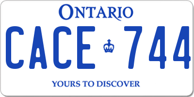 ON license plate CACE744